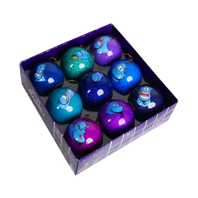 Disney Aladdin Dzsini karácsonyfadísz (9 db-os  75mm gömb)