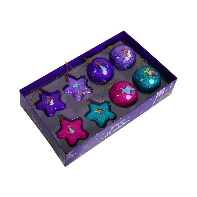 Disney Aladdin karácsonyfadísz (8 db-os 60mm gömb és csillag)