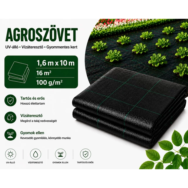 Agroszövet /EK. fekete 1,6*10 m 100 g/