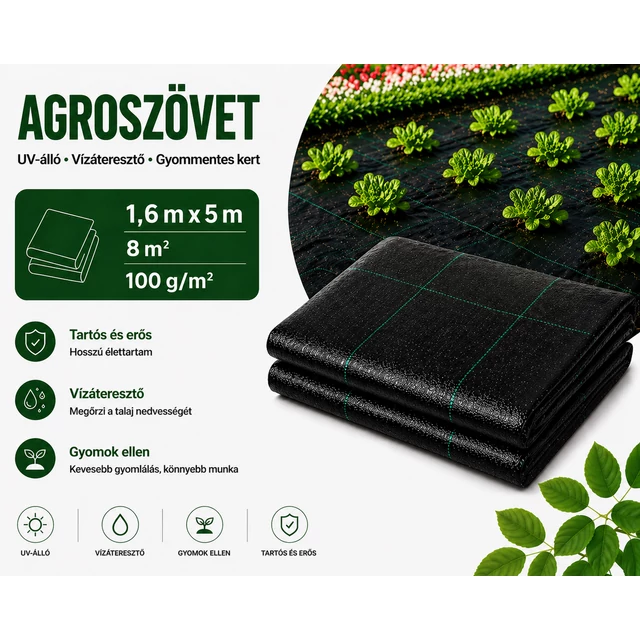 Agroszövet /EK. fekete 1,6*5 m 100 g/