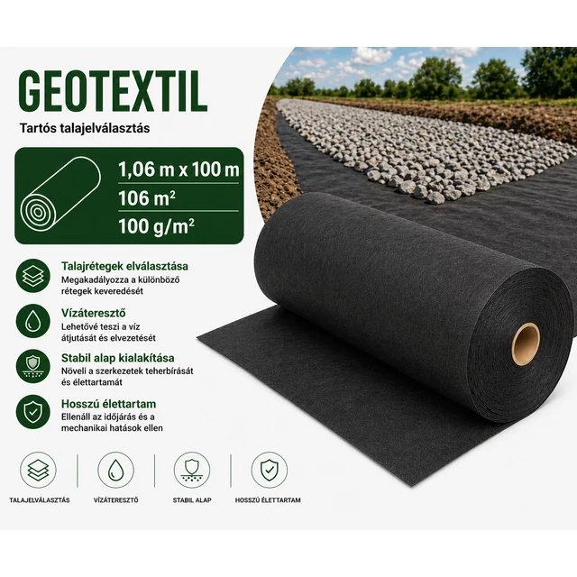 Geotextil /EK. 1,06*100 m fekete 100 g