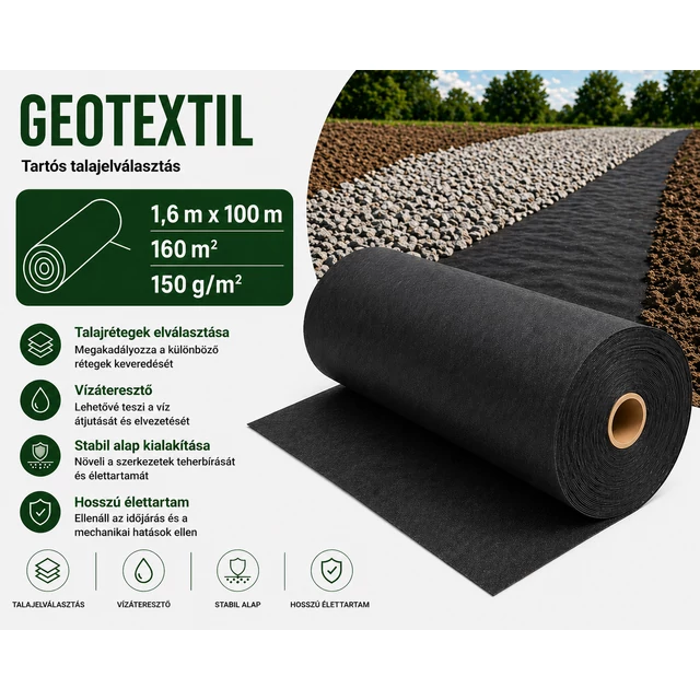 Geotextil /EK. 1,6*100 m fekete 150 g