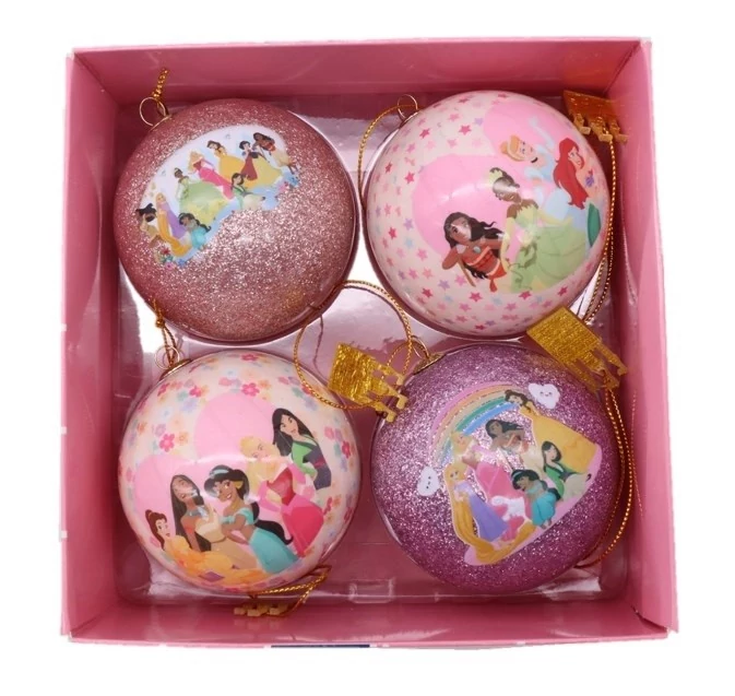 Disney hercegnők karácsonyfadísz 70 mm 4 db-os